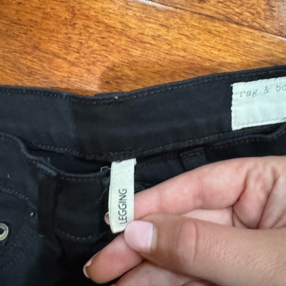 Rag & Bone Mid Rise Soft Twill Skinny Legging Jeans Black Plush Sz 27 - Picture 4 of 4